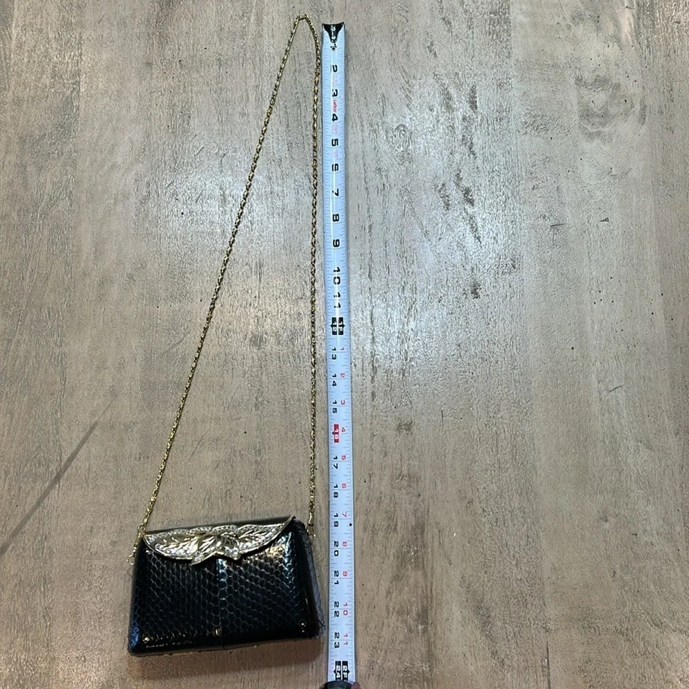 Sasha vintage purse, black with gold tones and rhinestones. - Picture 6 of 6